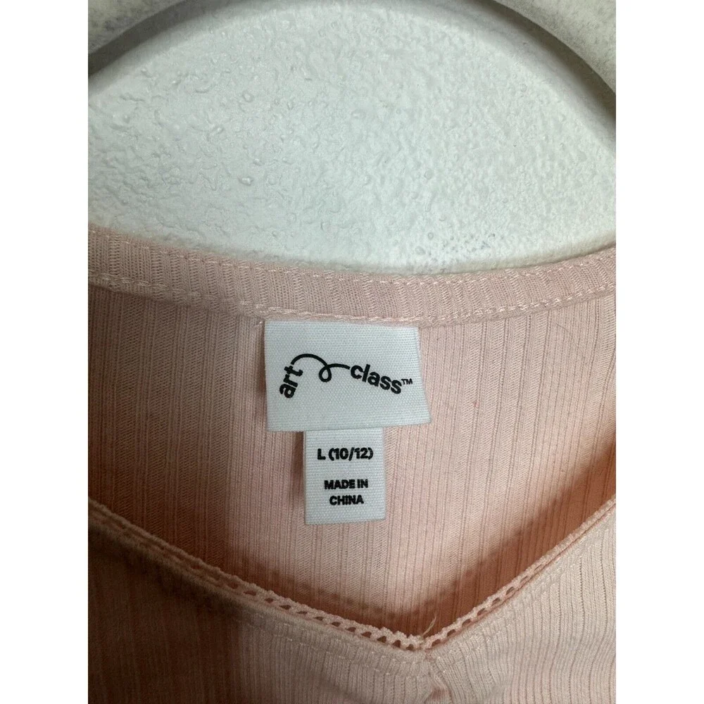 Art Class Ribbed Knit Tops 2 Pack Size L Black Pink Short Sleeve Cotton Blend